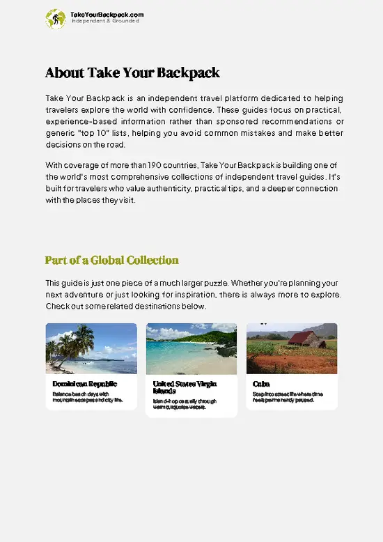 example page 1 from our offline Travel Guide for Puerto Rico